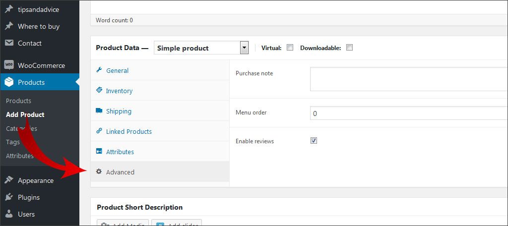 Enable reviews and buyer notes in Advanced tab
