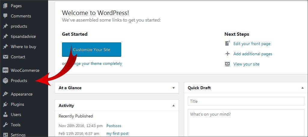 Go to Products under WooCommerce