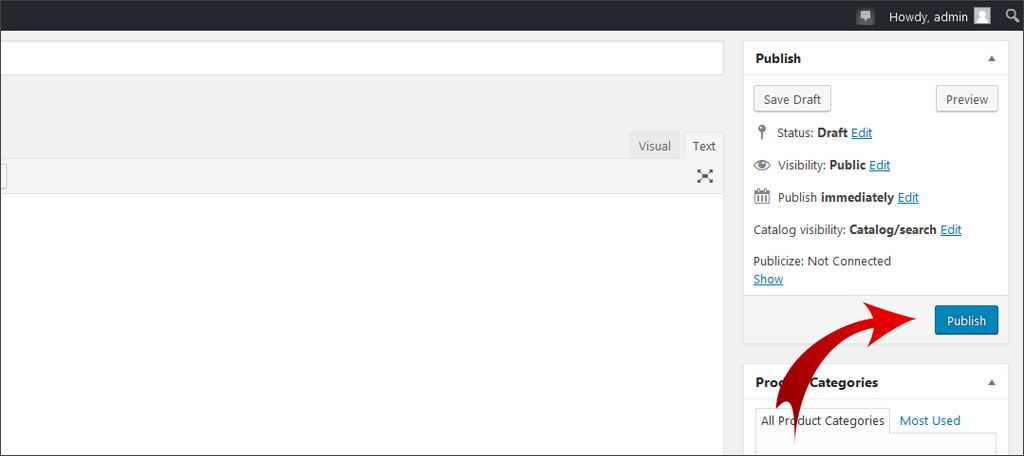 Click Publish to make the product live