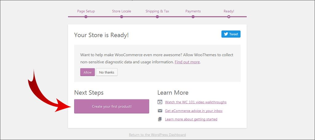 WooCommerce setup complete