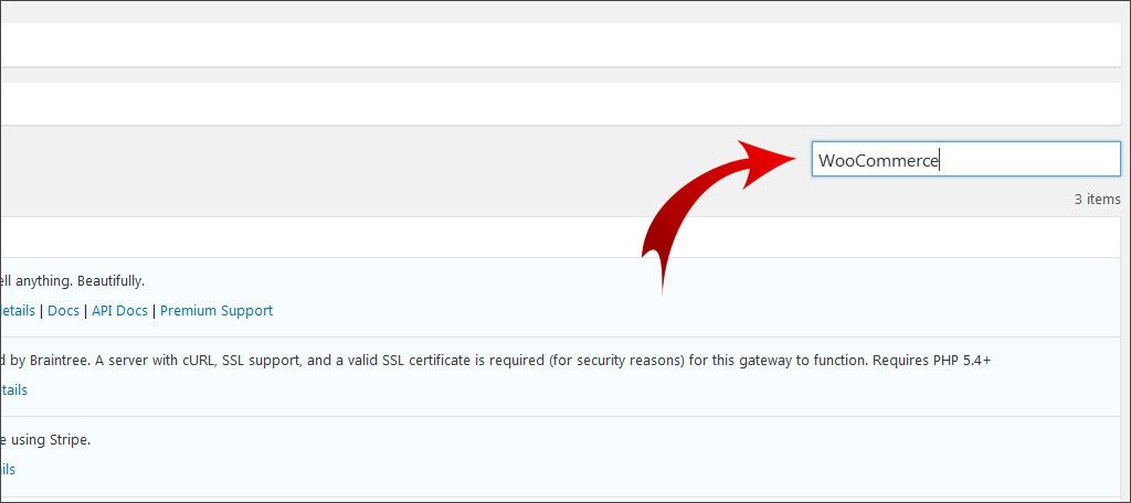 Search for WooCommerce compatible plugins