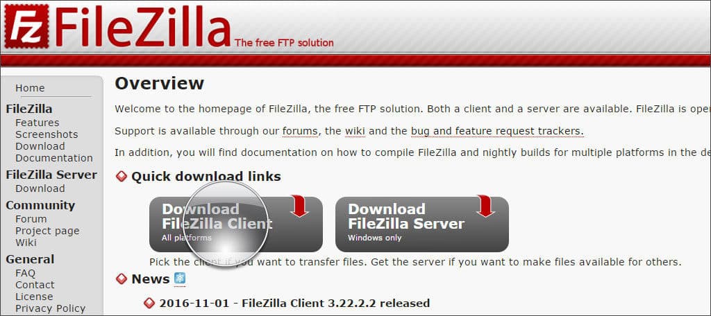 using filezilla