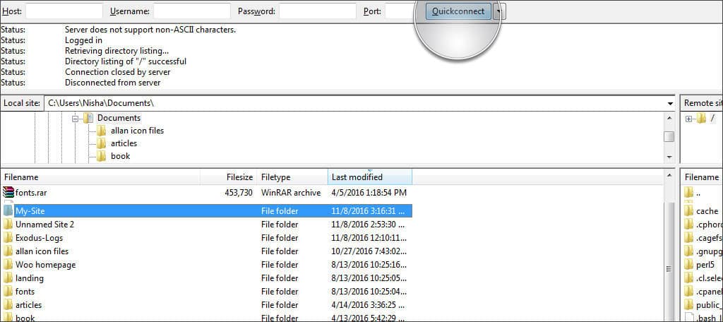 connect to vendor filezilla login remotely