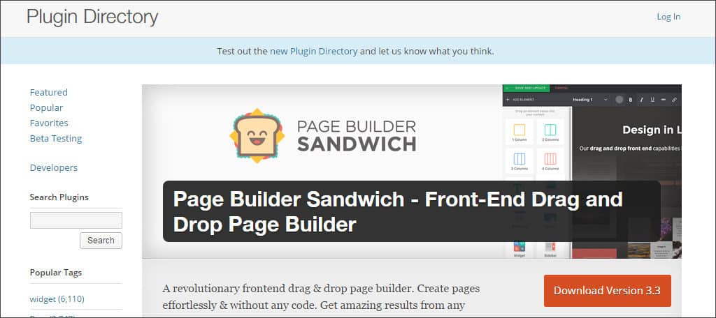 page builder sandwich