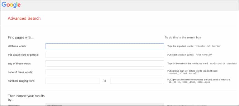 Google Search Advanced