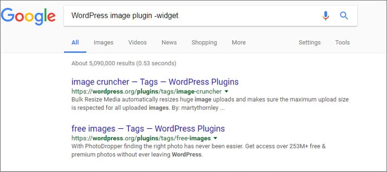 Google Search Remove Words