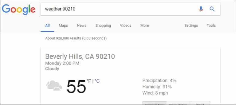 Google Search Weather