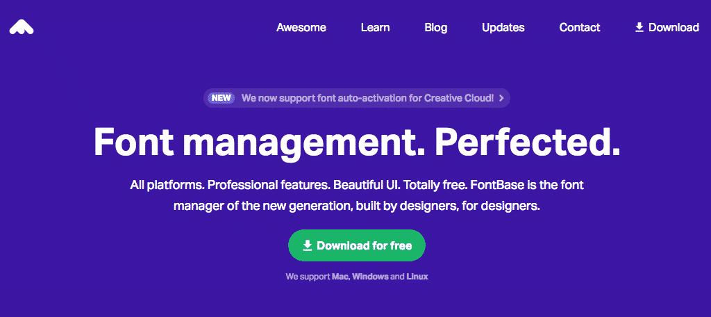 FontBase free website design tool