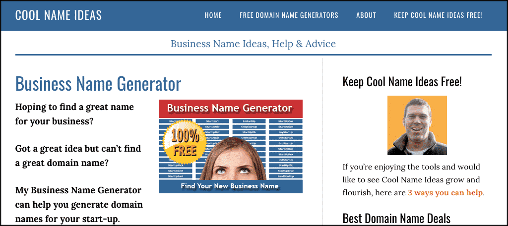 Cool name ideas domain name generator tool