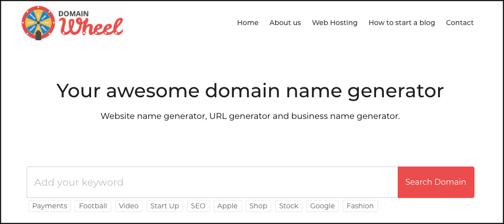 Domain wheel domain name generator tool