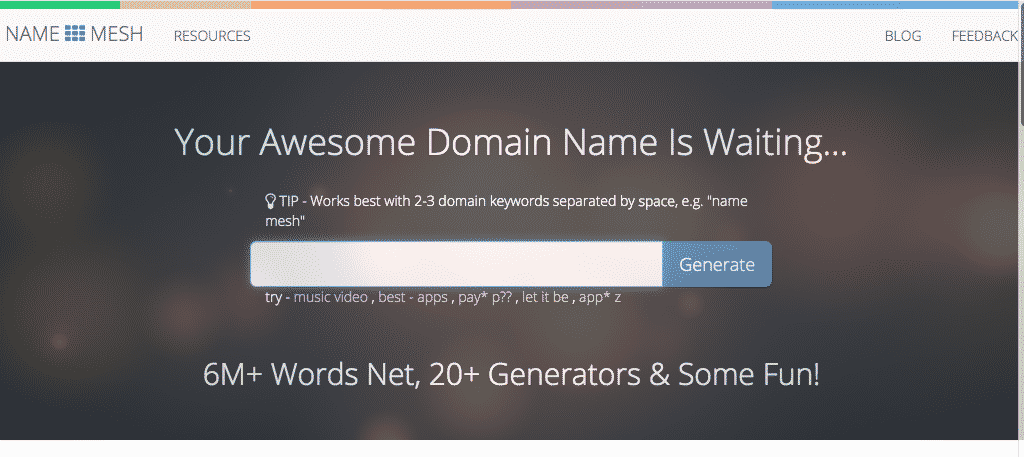 Namemesh domain name generator tool