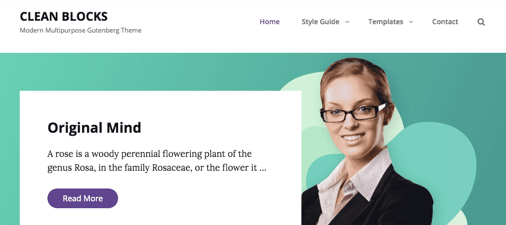 Clean block free gutenberg theme