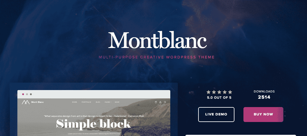 Montblanc wordpress theme for authors