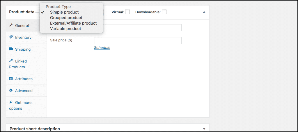 Woocommerce product type