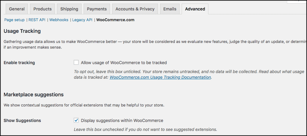 Woocommerce wordpresss website setup options