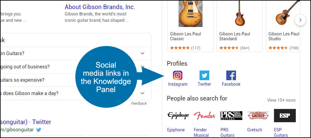 social media links in Knowledge Panel