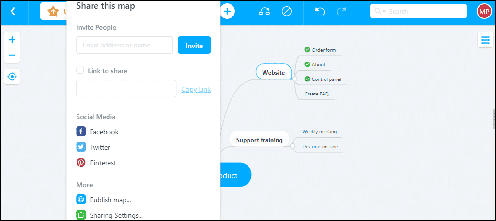 mind mapping application demo, sharing