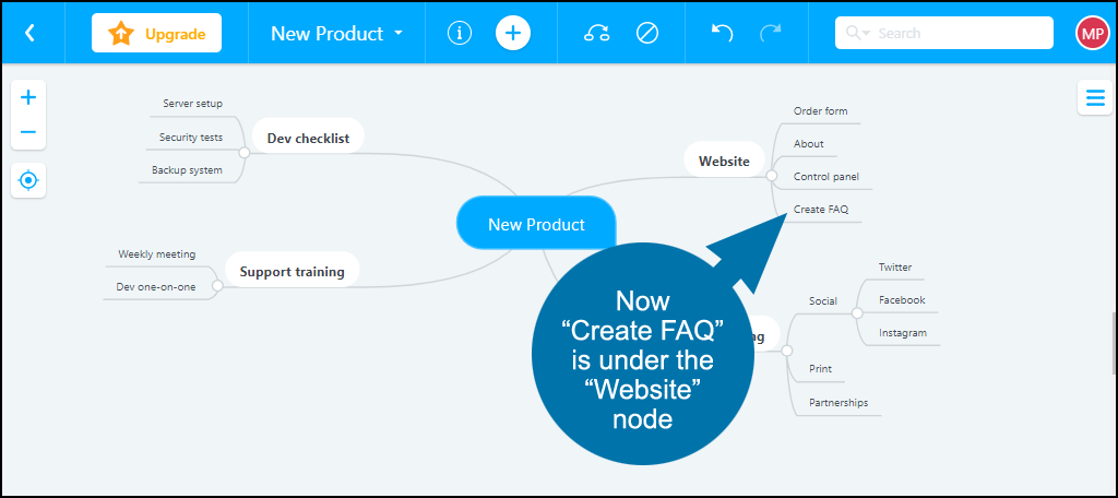 mind mapping application demo, FAQ moved