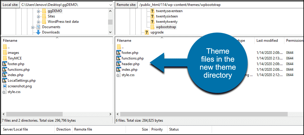 files in the theme directory