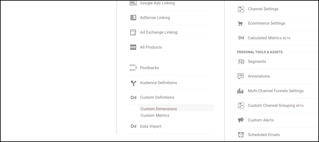 Click custom dimensions
