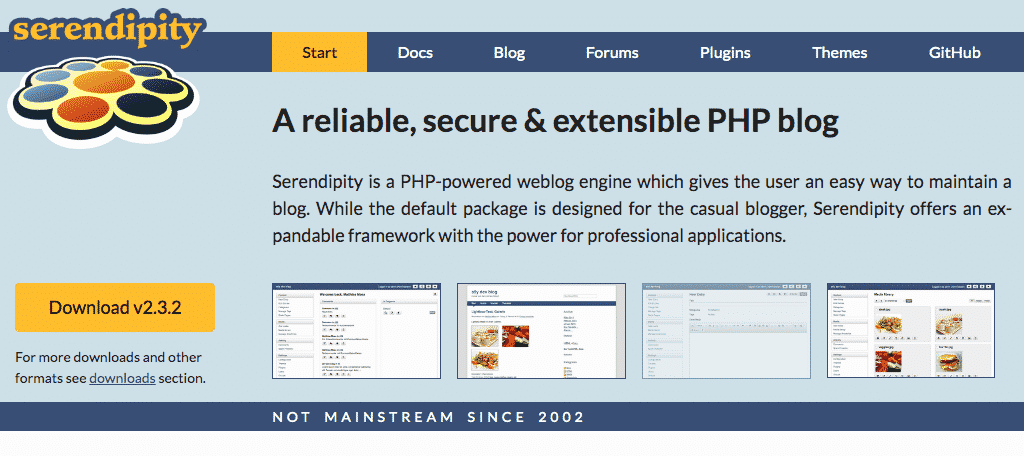 Serendipity blogging platform