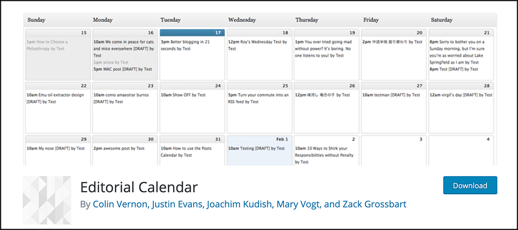 Editorial Calendar plugin