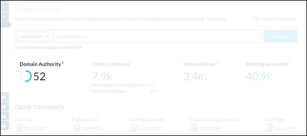 Domain Authority score