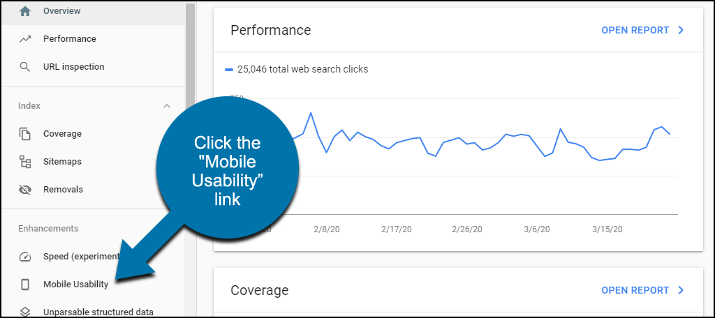 click the "Mobile Usability" link