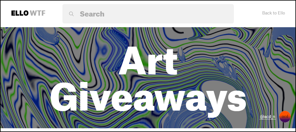 Ello art giveaway page