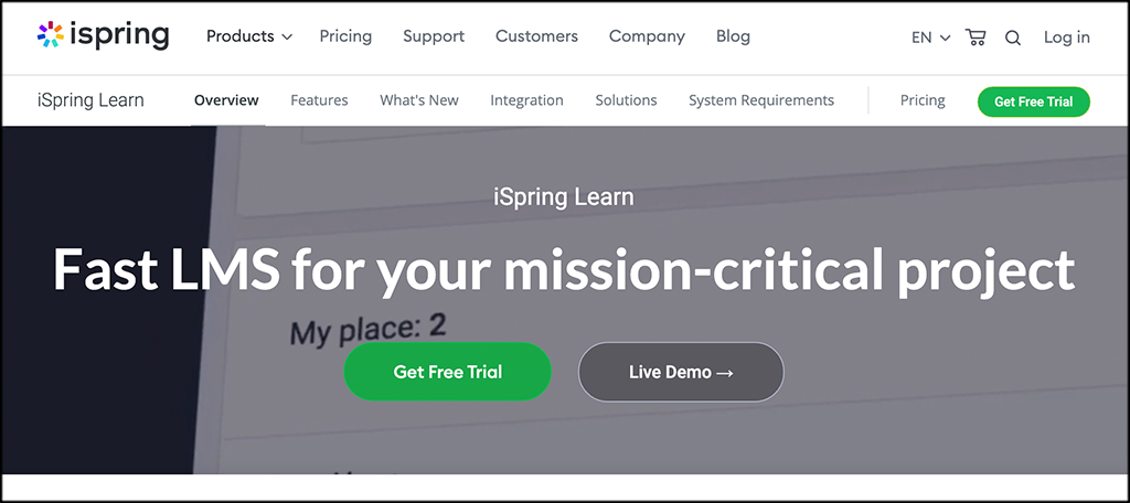 iSpring learn LMS negocios de aprendizaje en línea