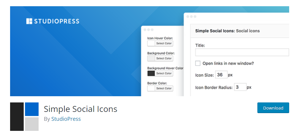 Simple Social Icons is perhaps one of
the most useful social sharing plugins for WordPress