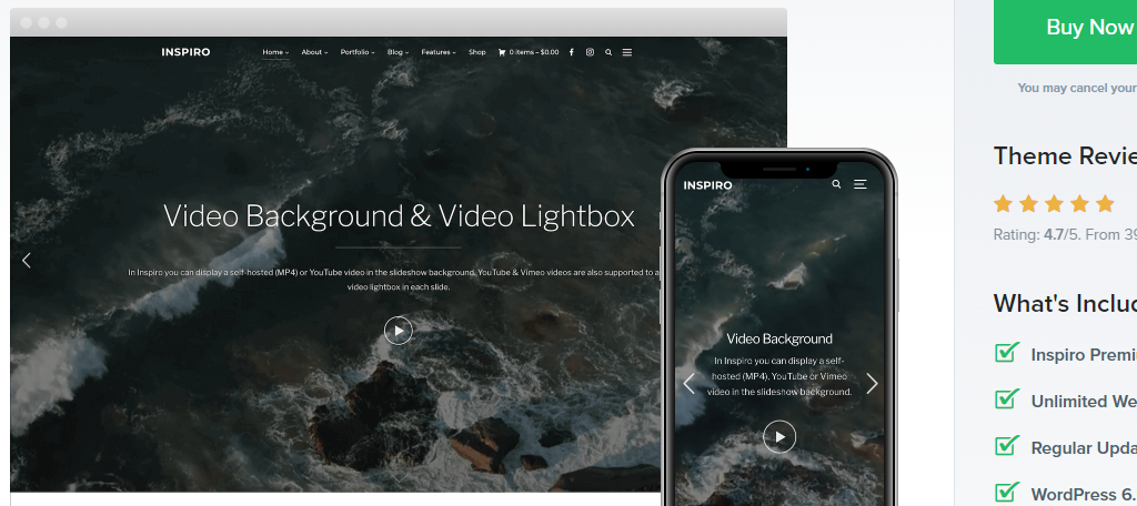 The Inspiro theme offers users some of the fastest themes in the WordPress platform