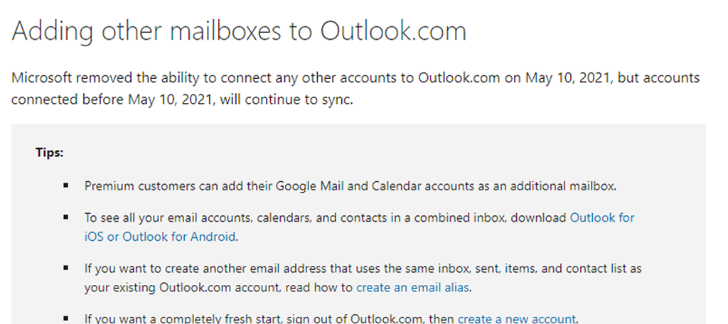 Outlook Message for Mailboxes