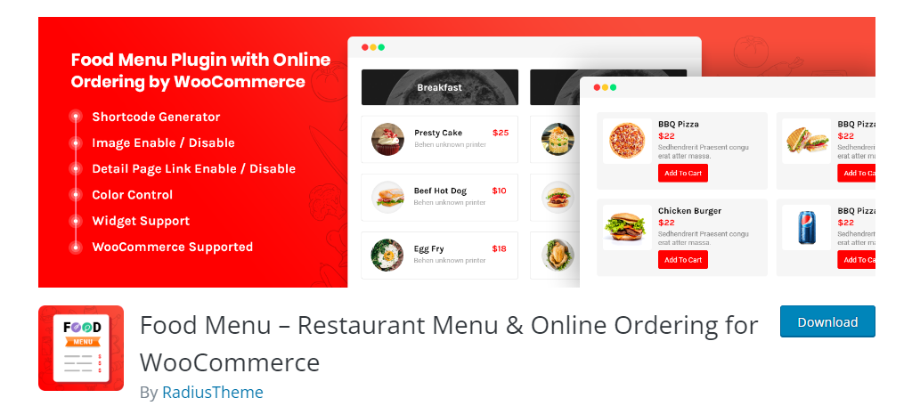 Food Menu is one of the best restaurant plugins for WordPress