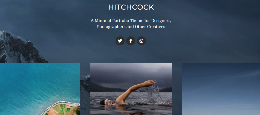 Hitchcock is one of the best free portfolio themes to use when building business sites