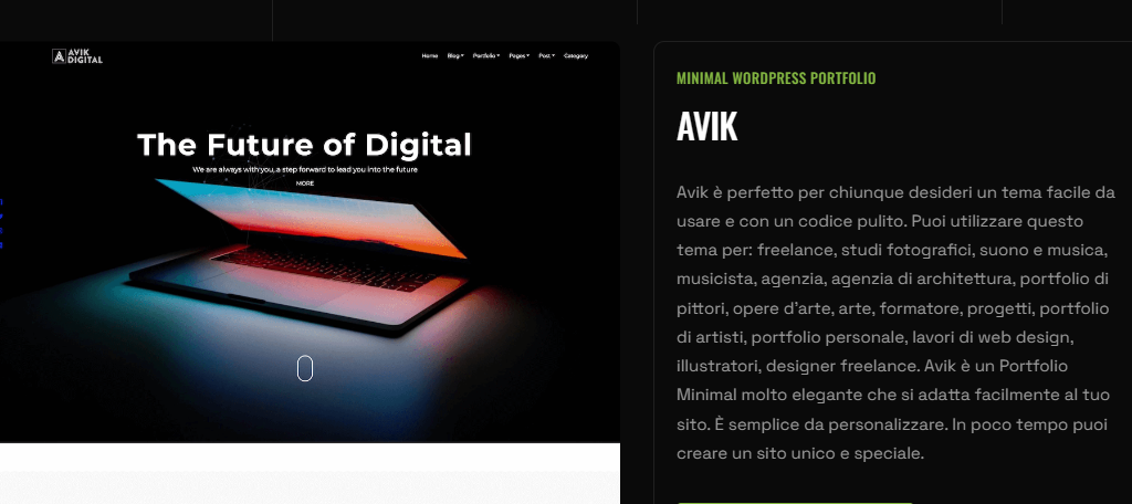 Avik is one of the best themes for artists in WordPress