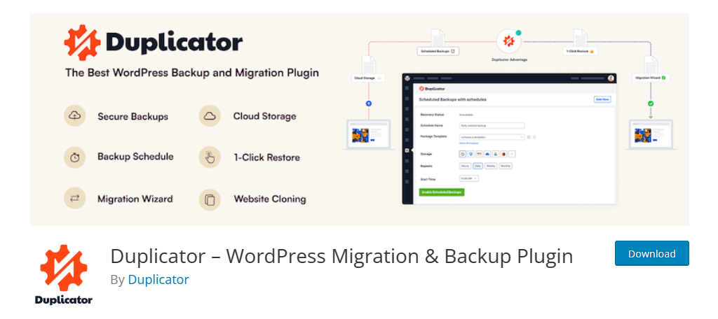 Duplicator is one of the best free migration plugins for WordPress