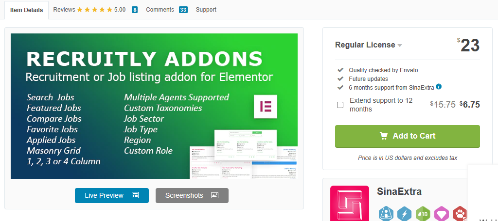 Recruitly Addons is for Elementor