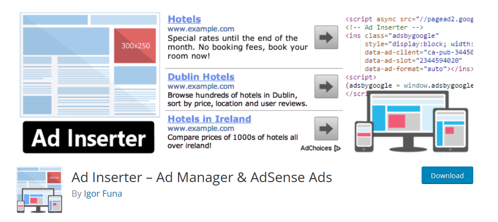 Ad Inserter is one of the best advertising plugins for WordPress