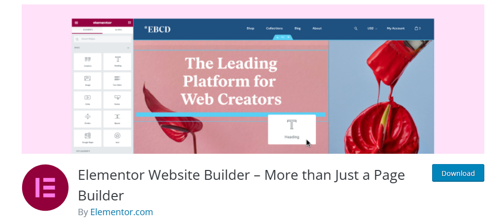 Elementor is the best landing page builder for WordPress