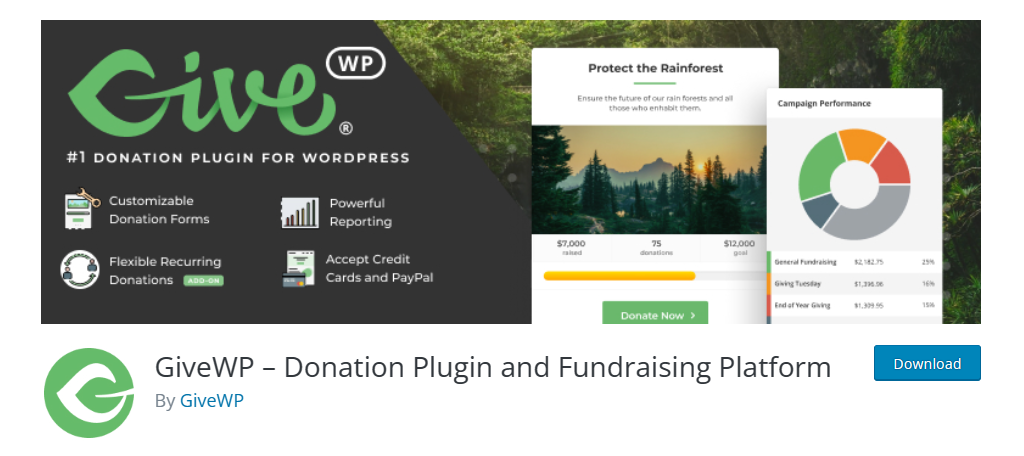 GiveWP is one of the best donation plugins for WordPress