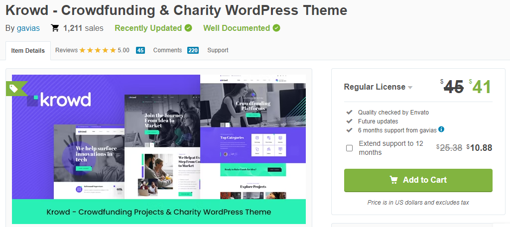 Krowd is one of the best crowdfunding themes for WordPress
