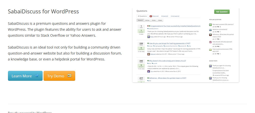 SabaiDiscuss is the best q&a plugin for WordPress