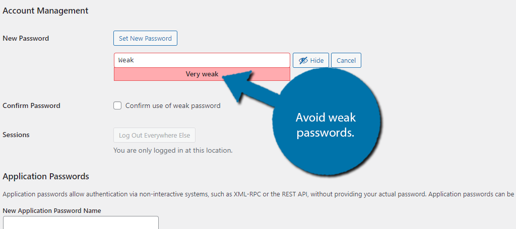 Improve WordPress security by avoiding weak passwords