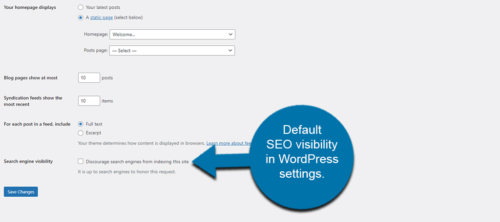 Default WordPress SEO Settings