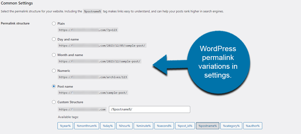 WordPress Variations in Settings