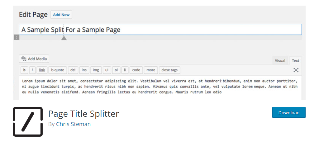 page title splitter