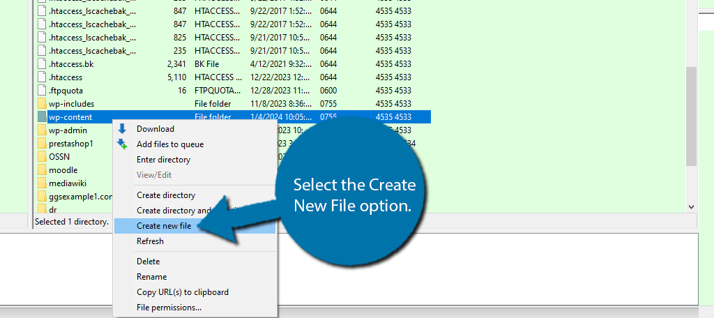 Create New File in FileZilla