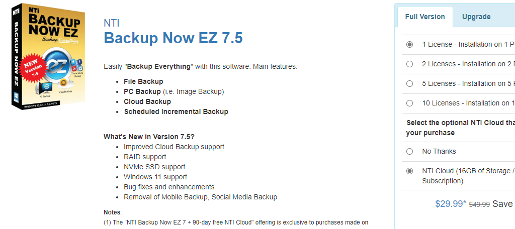 Backup Now EZ 7.5