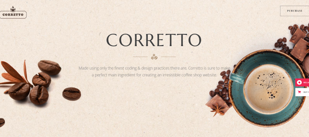 Corretto coffee shop theme wordpress
